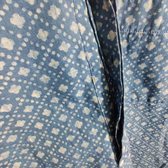 MADEWELL Blue & White Long Sleeve Diamond Print Thick Denim Blouse Shirt S - Picture 12 of 12